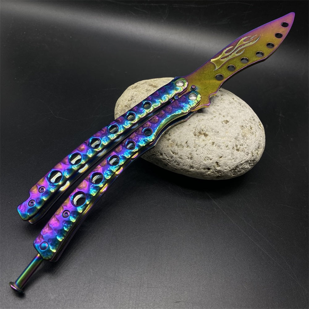 Blunt Blade Fantastic Rainbow Color Balisong Butterfly Knife Trainer
