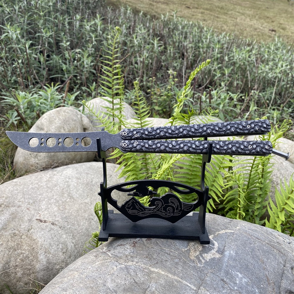 3D Skeleton Skull Relief Balisong Butterfly Knife Trainer