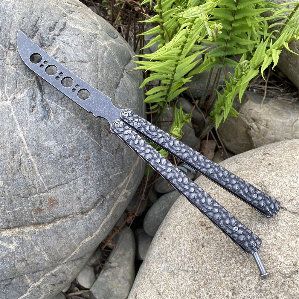 3D Skeleton Skull Relief Balisong Butterfly Knife Trainer