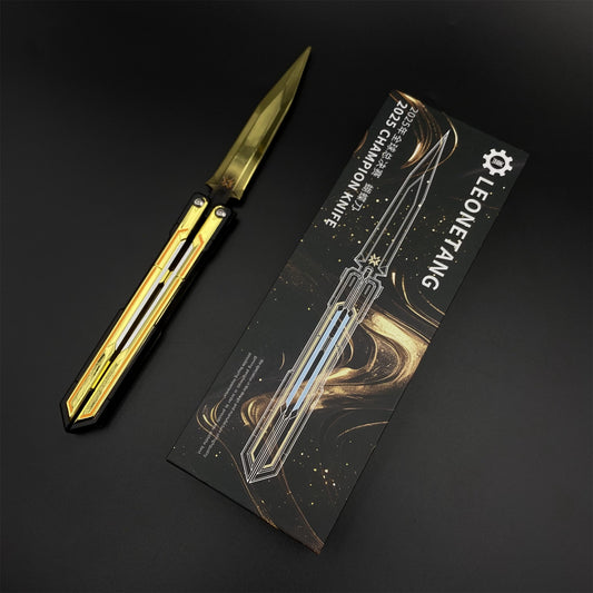Metal Champions 2025 Butterfly Knife Replica - Dull Blade Prop For Collection