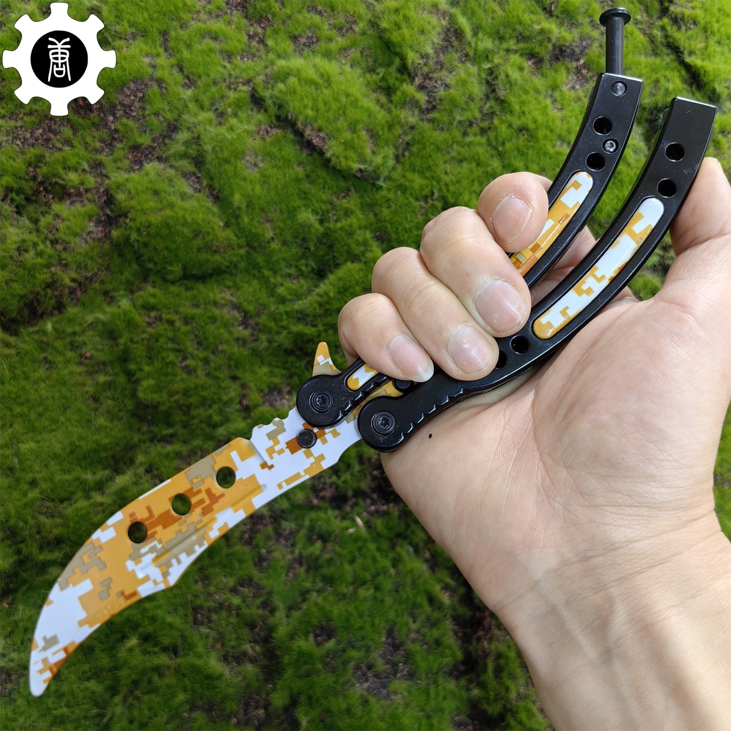 Game Butterfly Knife Desert Camouflage Pattern Metal Balisong