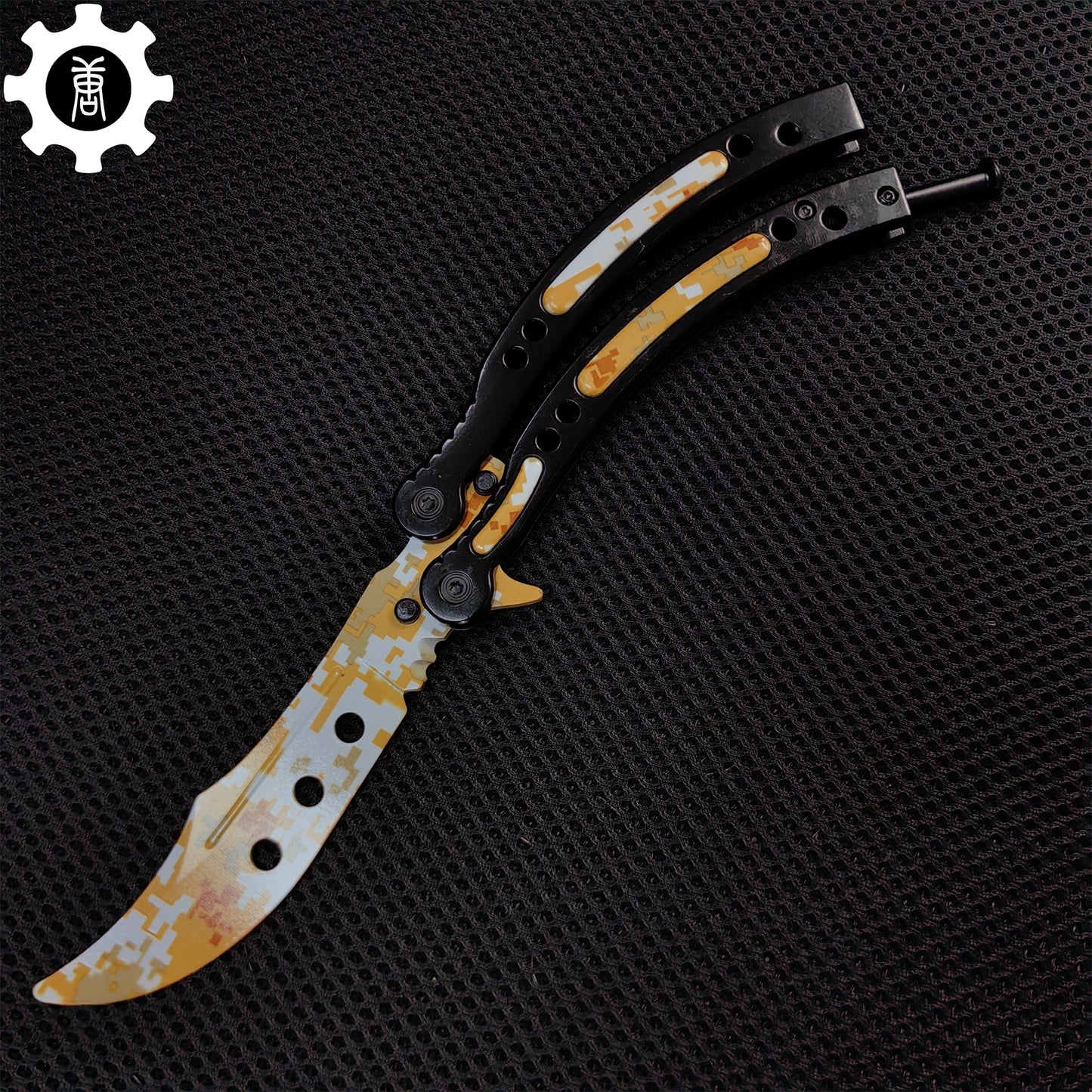 Game Butterfly Knife Desert Camouflage Pattern Metal Balisong