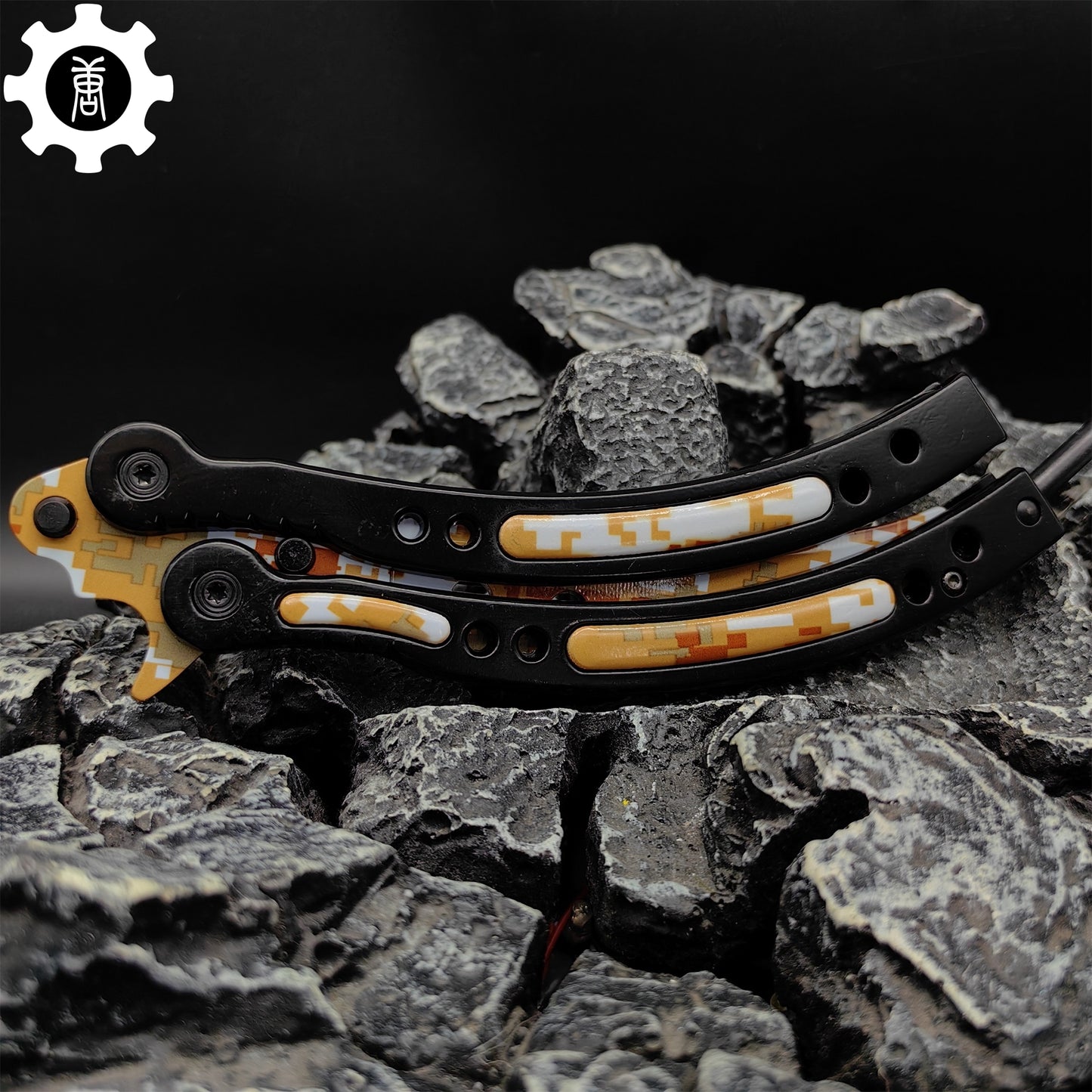 Game Butterfly Knife Desert Camouflage Pattern Metal Balisong