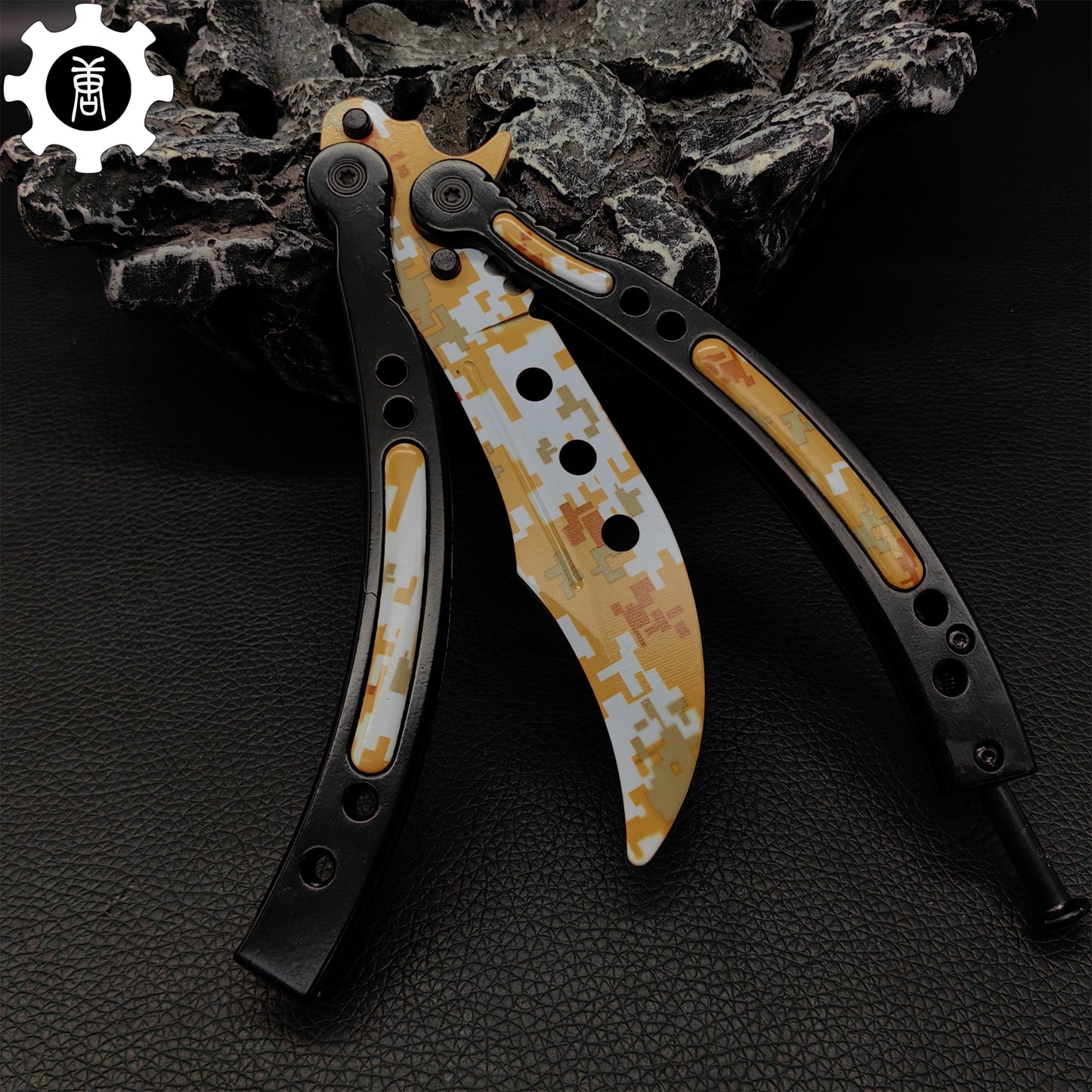 Game Butterfly Knife Desert Camouflage Pattern Metal Balisong