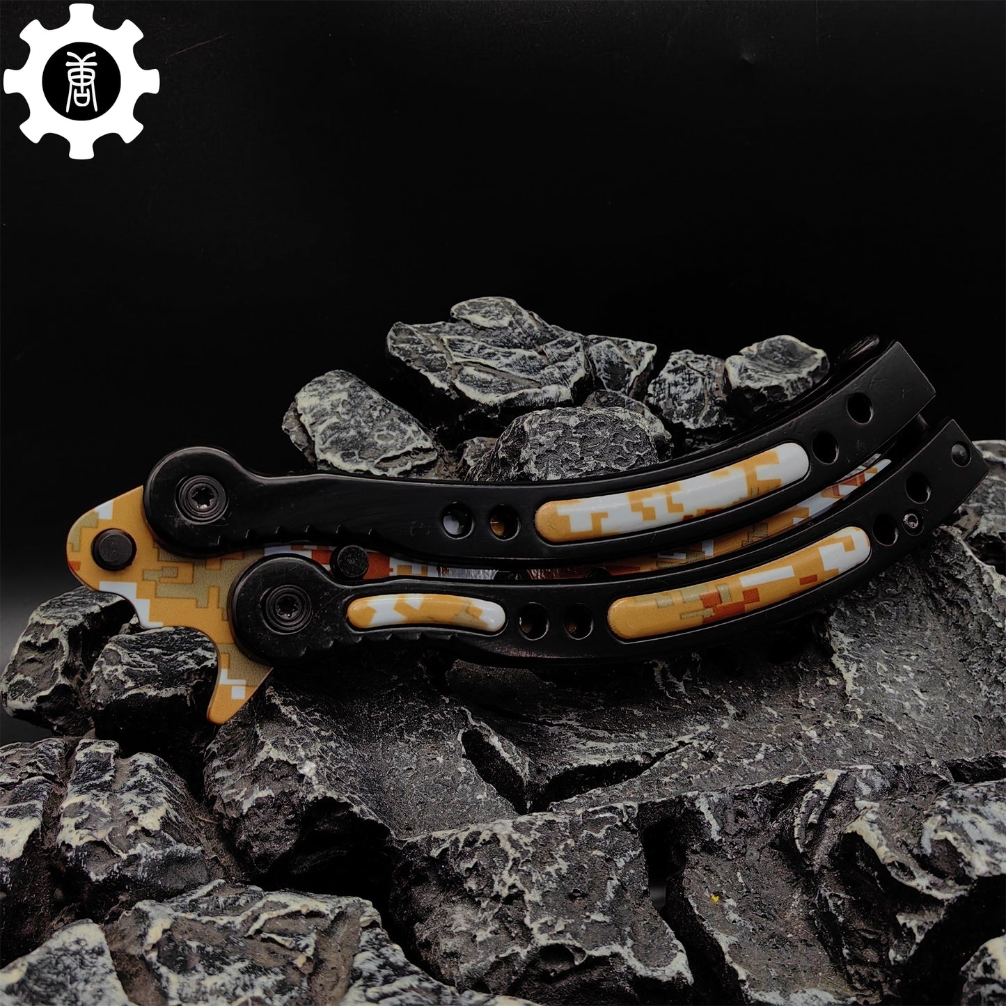 Game Butterfly Knife Desert Camouflage Pattern Metal Balisong