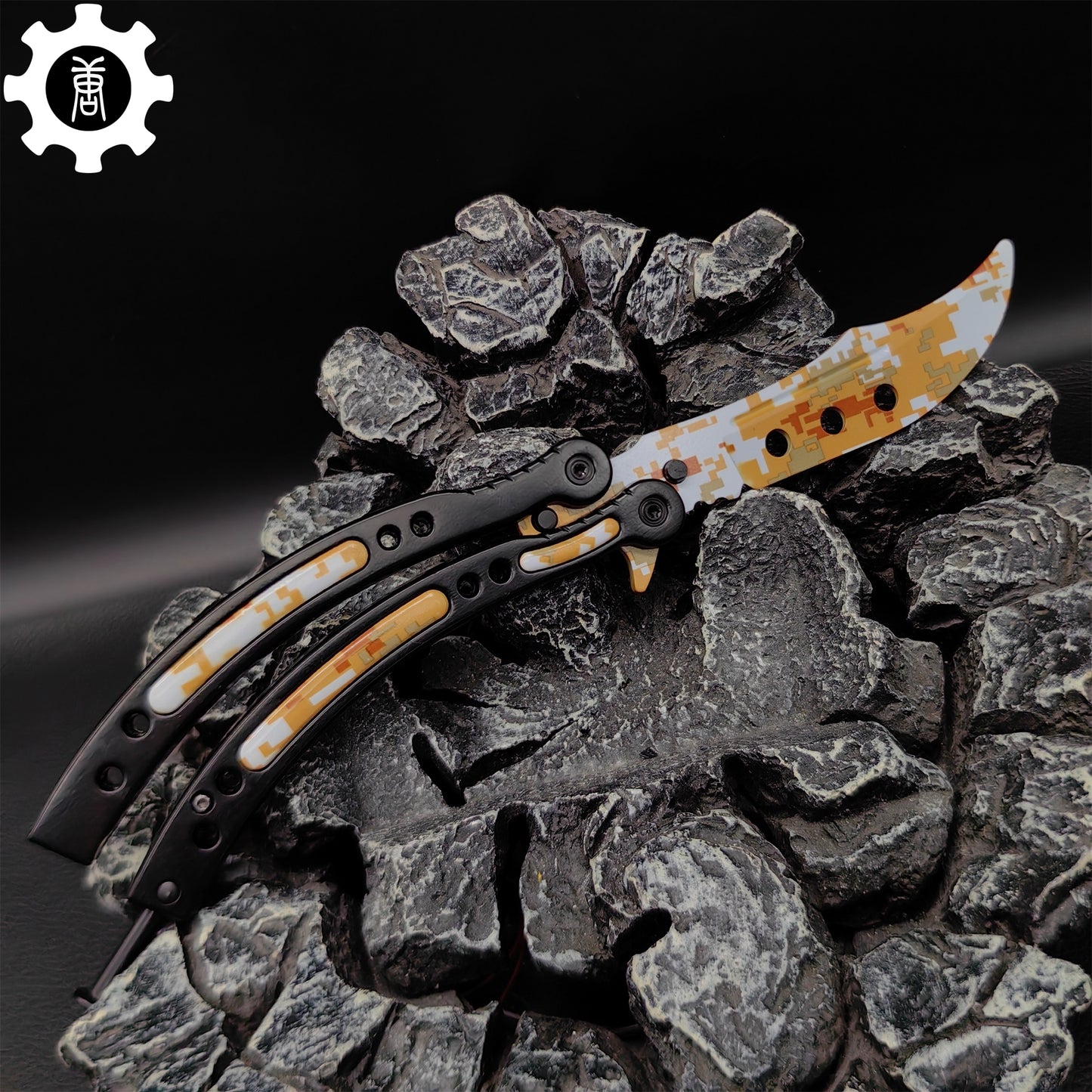 Game Butterfly Knife Desert Camouflage Pattern Metal Balisong