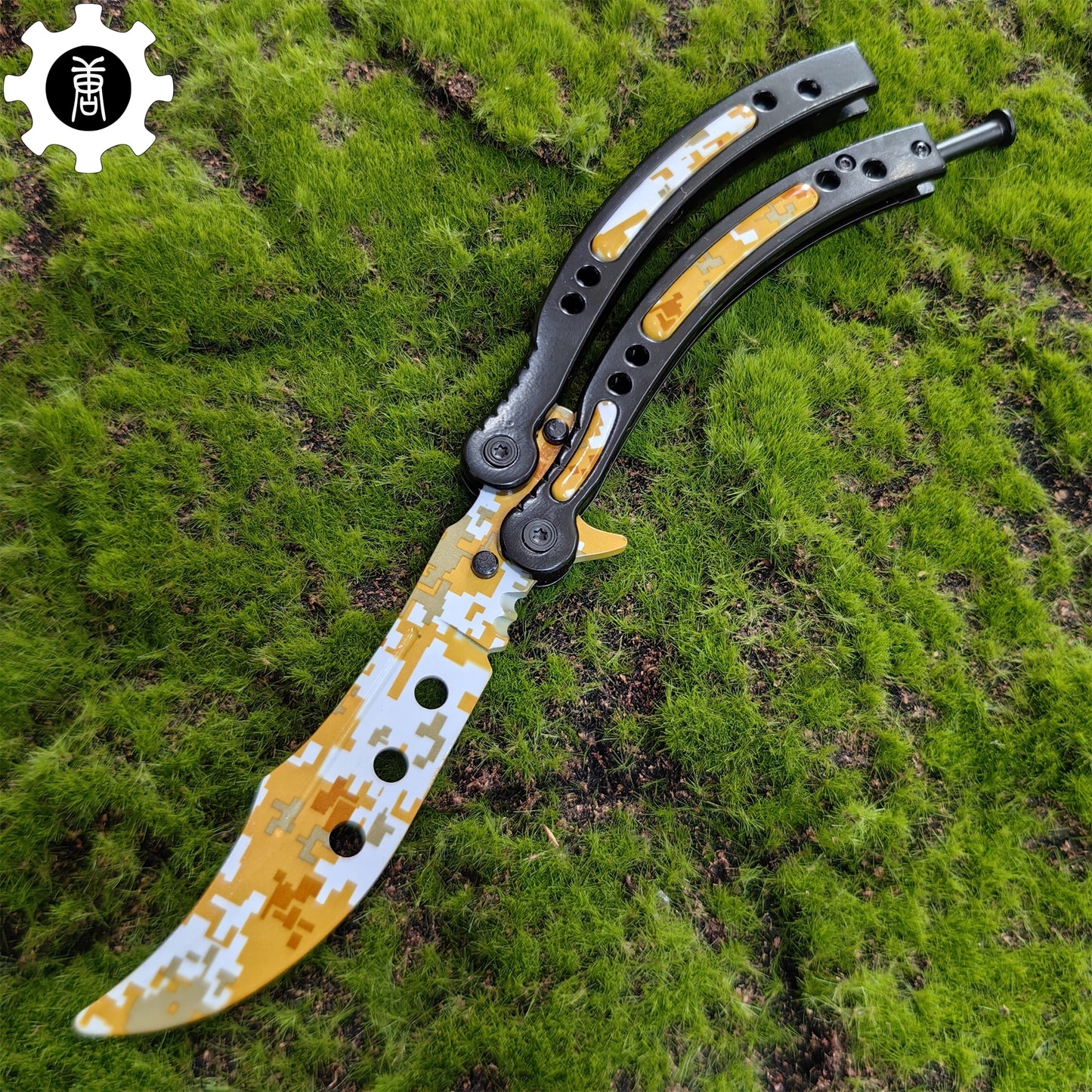 Game Butterfly Knife Desert Camouflage Pattern Metal Balisong