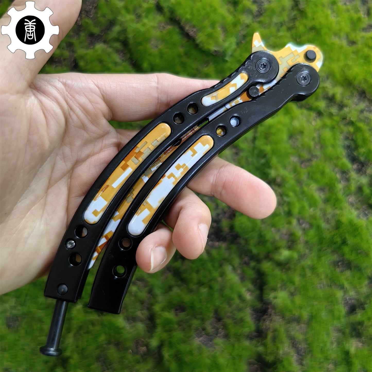 Game Butterfly Knife Desert Camouflage Pattern Metal Balisong