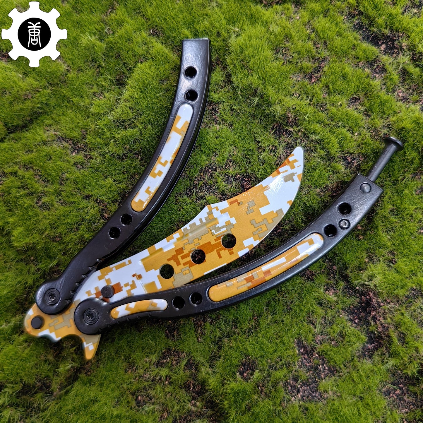 Game Butterfly Knife Desert Camouflage Pattern Metal Balisong