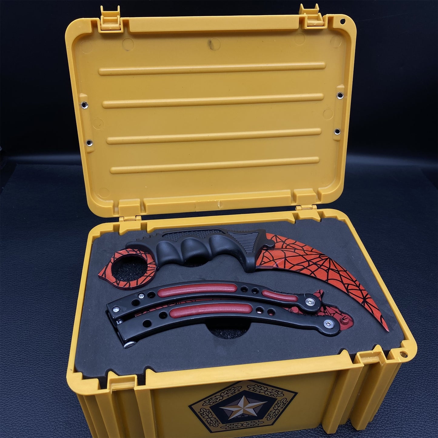 Fade Doppler Lore Case Hardened Gamma Case Balisong Karambit 2 in 1 Gift Box