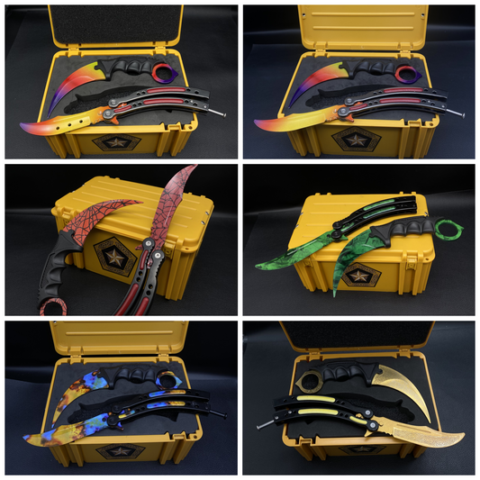 Fade Doppler Lore Case Hardened Gamma Case Balisong Karambit 2 in 1 Gift Box