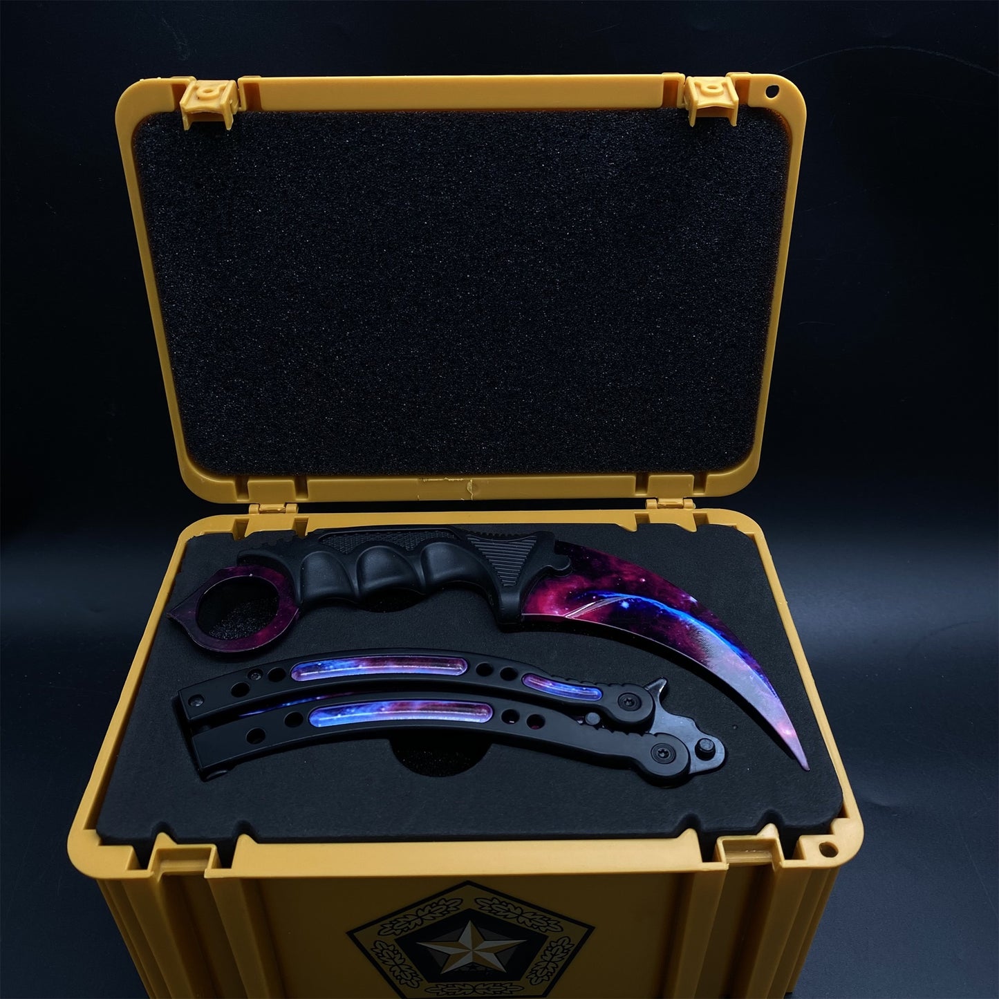 Fade Doppler Lore Case Hardened Gamma Case Balisong Karambit 2 in 1 Gift Box