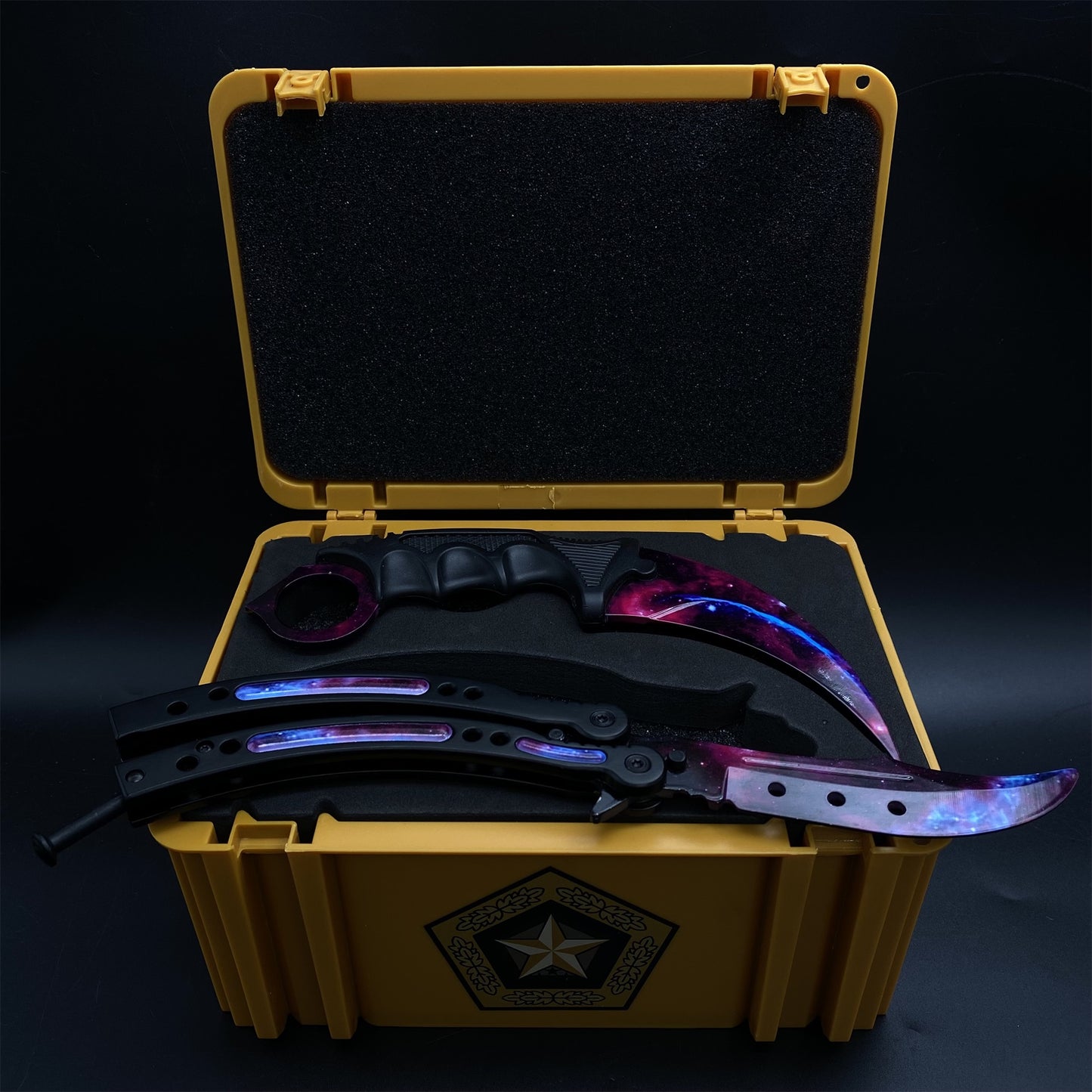 Fade Doppler Lore Case Hardened Gamma Case Balisong Karambit 2 in 1 Gift Box