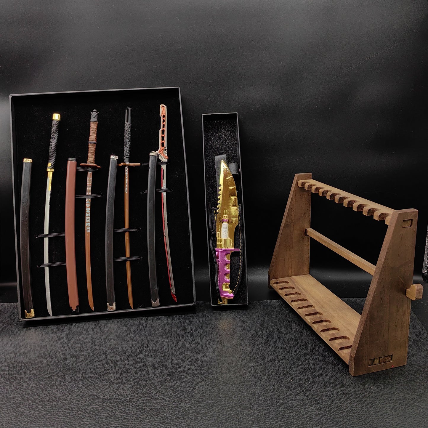 Cyberpunk Style Mini Katanas Jinchu Maru Black Unicorn Byakko Thermal Katana Errata Headhunter Knife 5 in 1 Pack