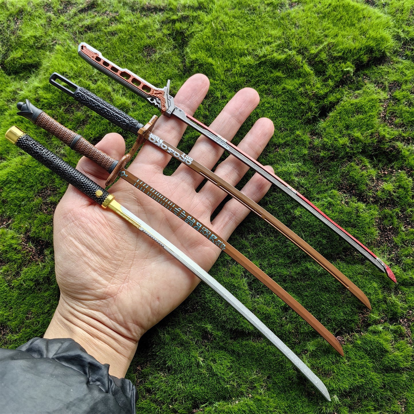 Cyberpunk Style Mini Katanas Jinchu Maru Black Unicorn Byakko Thermal Katana Errata Headhunter Knife 5 in 1 Pack