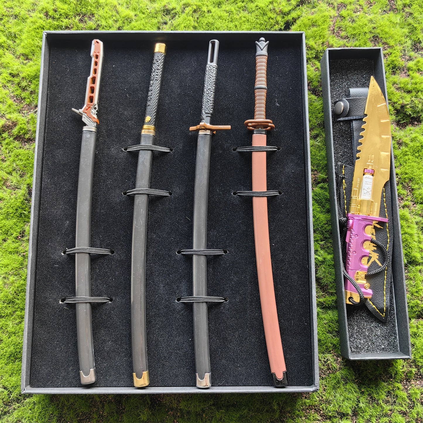 Cyberpunk Style Mini Katanas Jinchu Maru Black Unicorn Byakko Thermal Katana Errata Headhunter Knife 5 in 1 Pack
