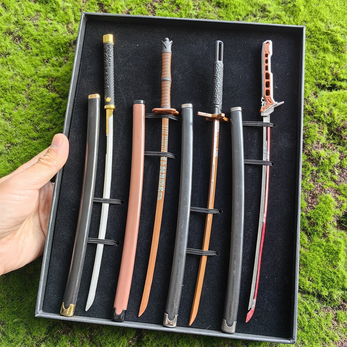 Cyberpunk Style Mini Katanas Jinchu Maru Black Unicorn Byakko Thermal Katana Errata Headhunter Knife 5 in 1 Pack