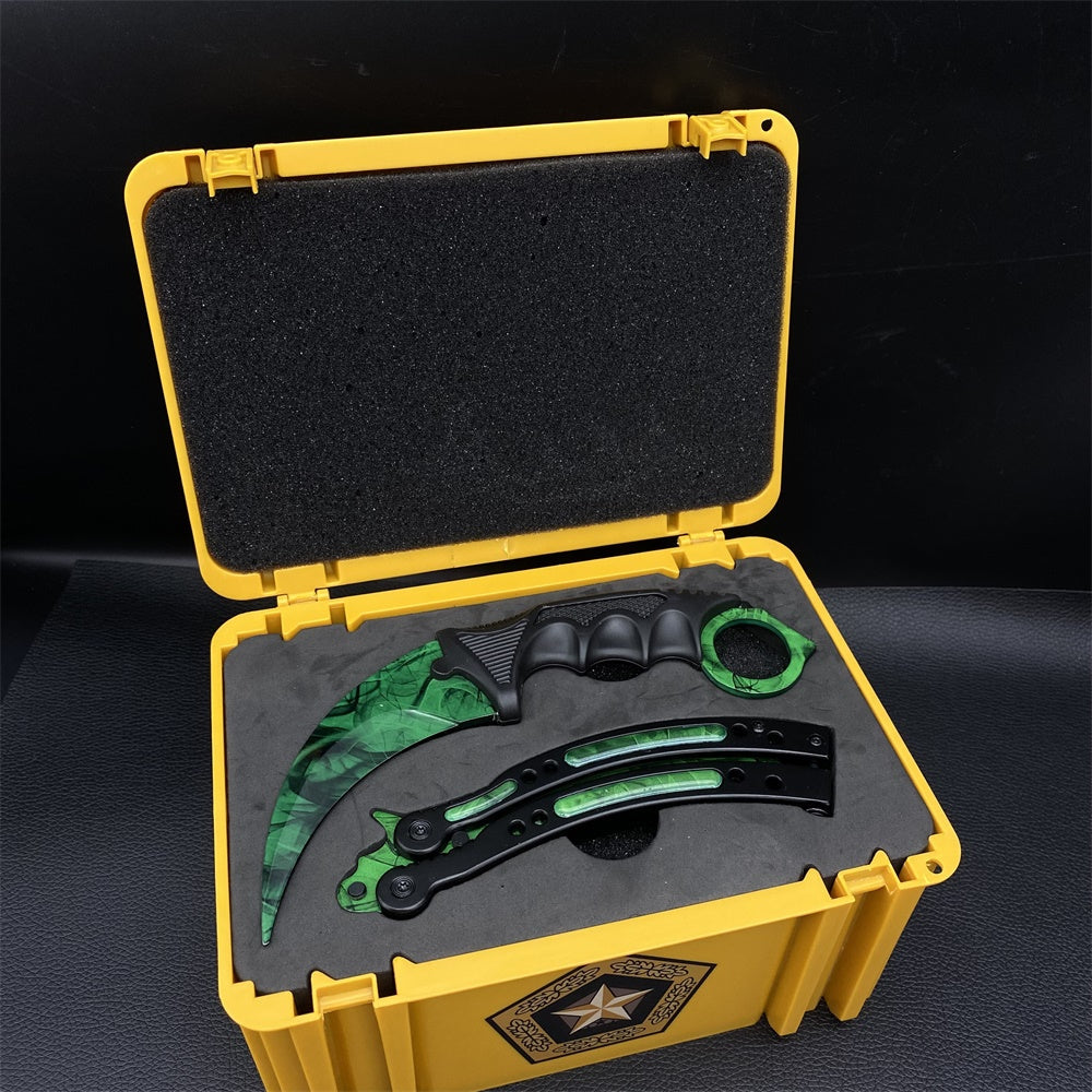 Fade Doppler Lore Case Hardened Gamma Case Balisong Karambit 2 in 1 Gift Box