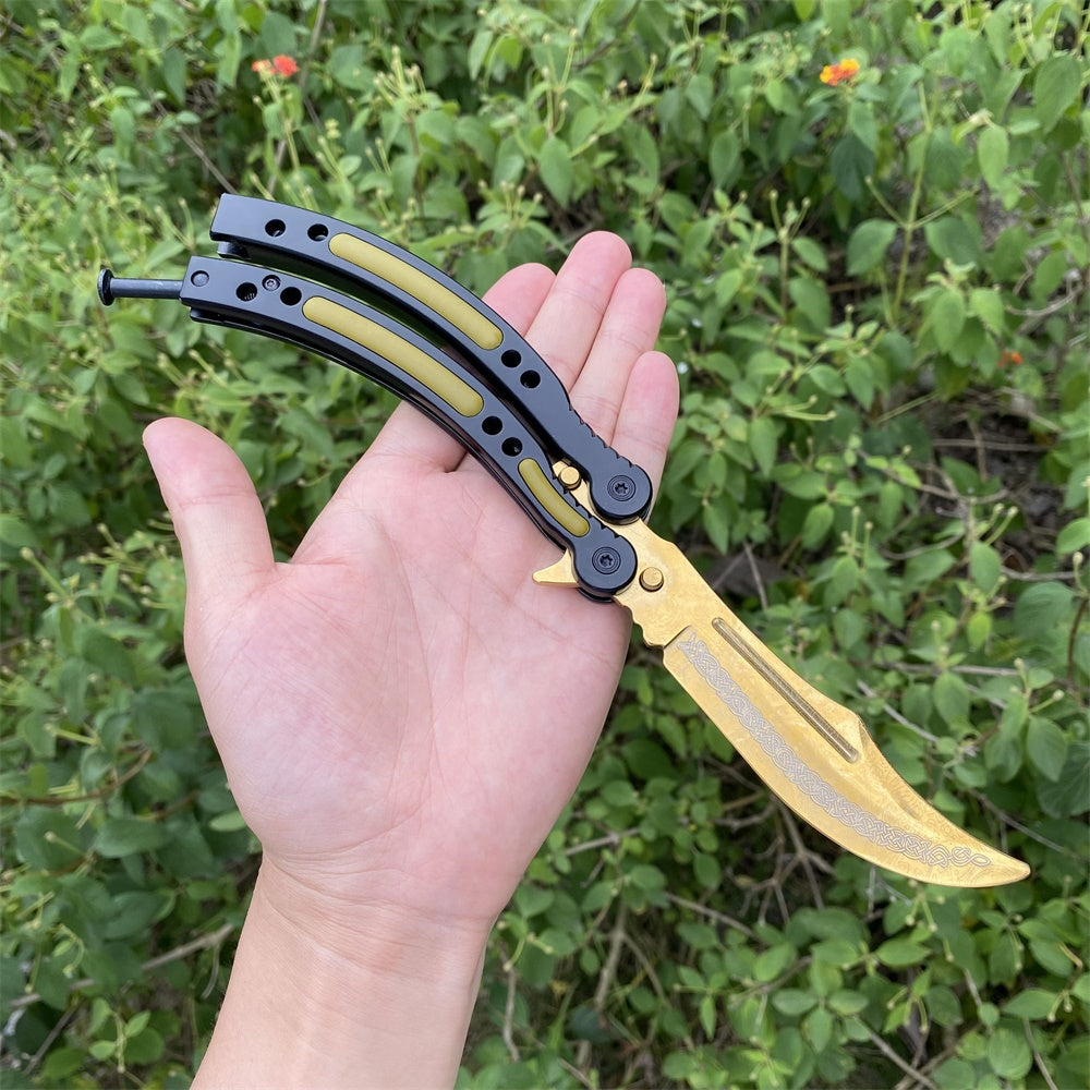 Lore Blunt Blade Karambit Trainer & Balisong Butterfly Knife Trainer 2 in 1 Pack Gift Box