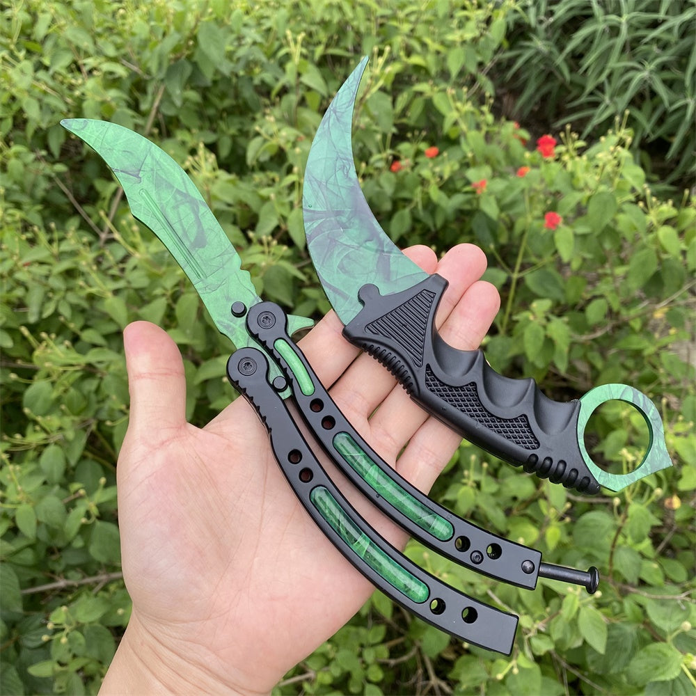Fade Doppler Lore Case Hardened Gamma Case Balisong Karambit 2 in 1 Gift Box