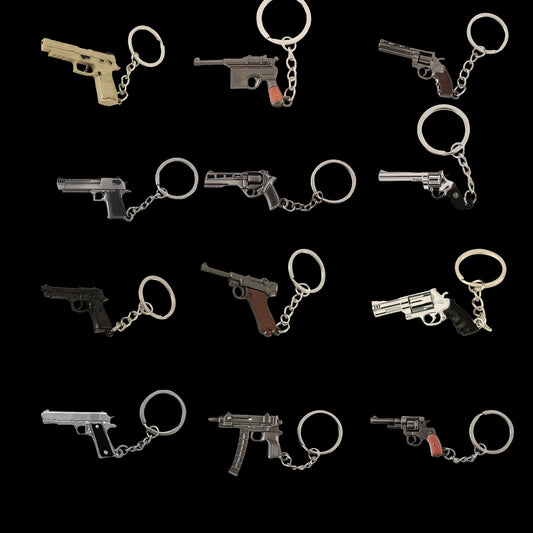 12 In 1 Metal World Famous Pistol Revolver Gun Keychain