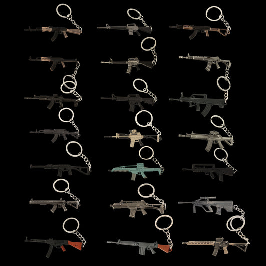 21 in 1 World Famous Assault Rifle Gun Keychain Metal Pendant For Military Hobby