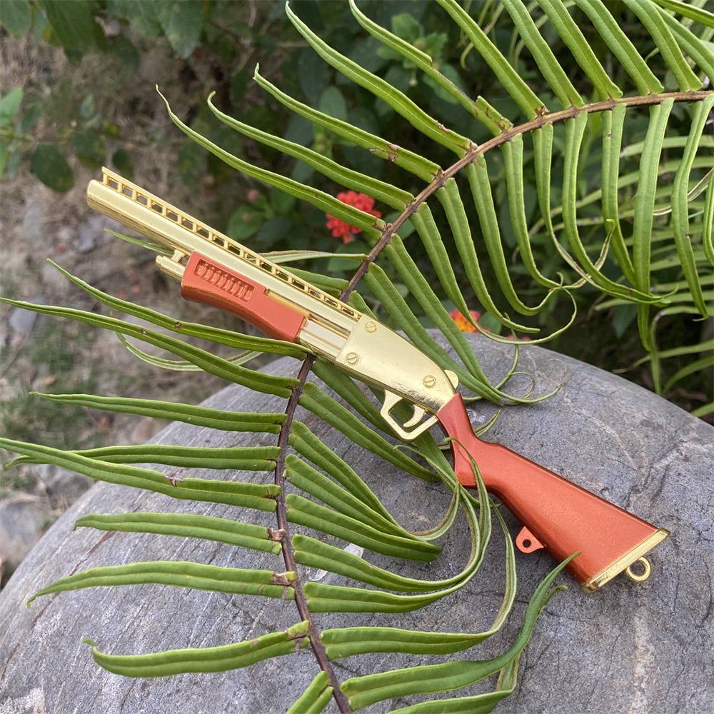 Miniature Metal Golden Plated Pump Shotgun 17.5CM/6.8"