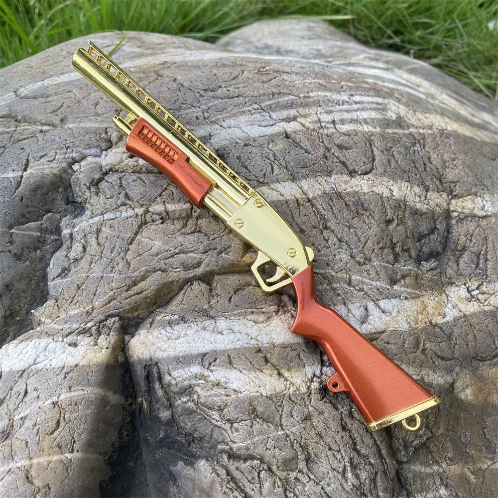 Miniature Metal Golden Plated Pump Shotgun 17.5CM/6.8"
