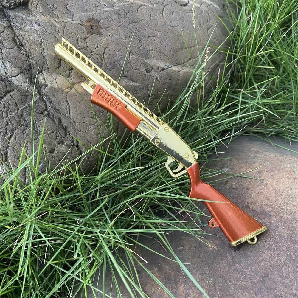 Miniature Metal Golden Plated Pump Shotgun 17.5CM/6.8"