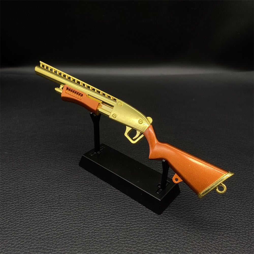 Miniature Metal Golden Plated Pump Shotgun 17.5CM/6.8"