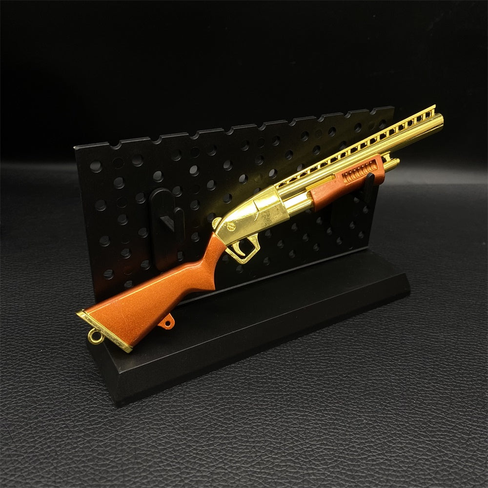 Miniature Metal Golden Plated Pump Shotgun 17.5CM/6.8"