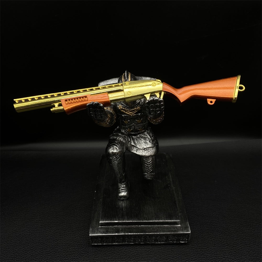 Miniature Metal Golden Plated Pump Shotgun 17.5CM/6.8"