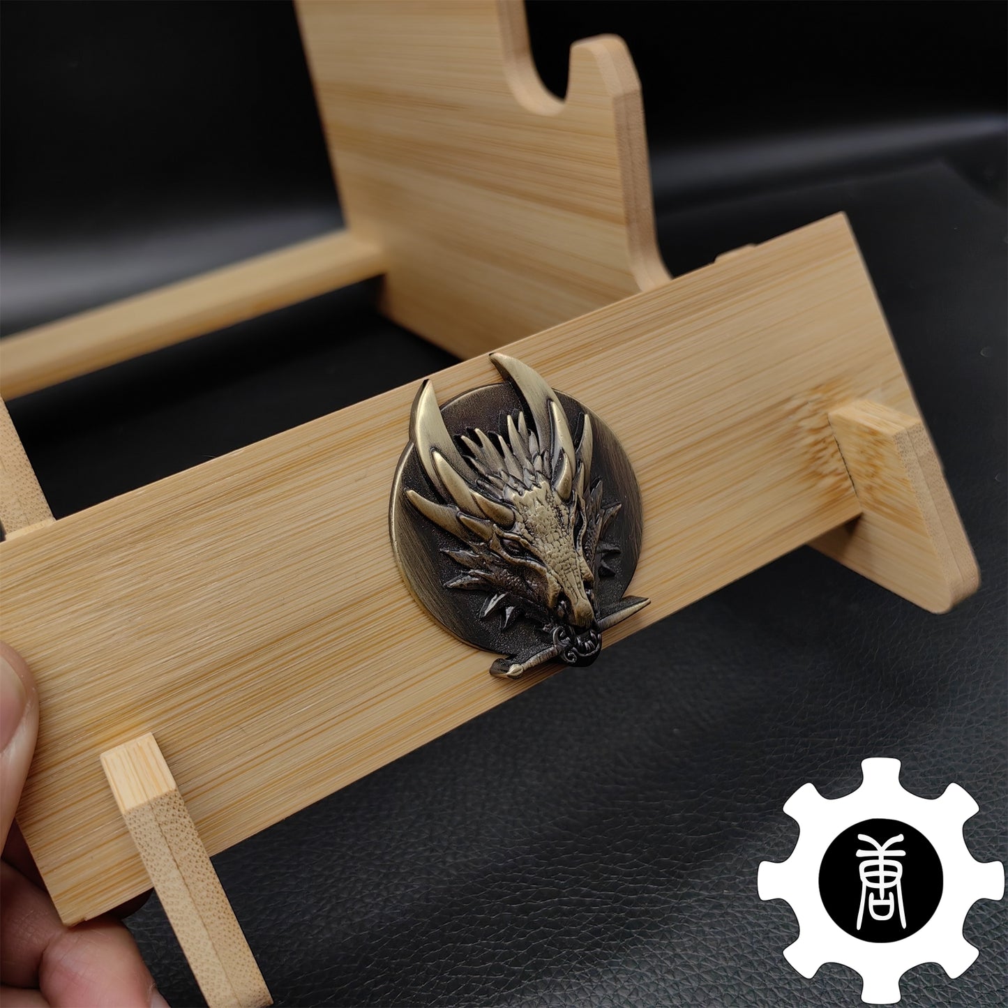 Dragon Head 4-Layer Wooden Holder Dagger Short Sword Display Stand