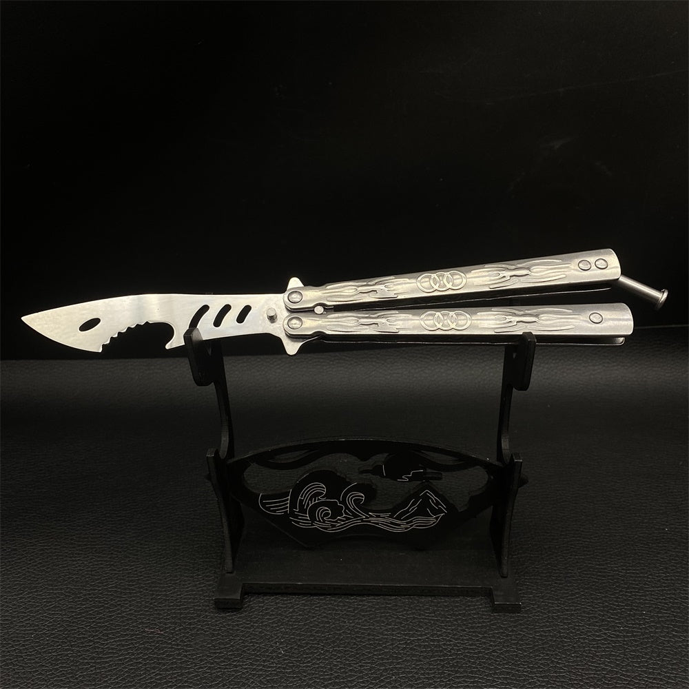 Stainless Steel Shark Head Balisong Trainer Bottle Opener Butterfly Knife Training