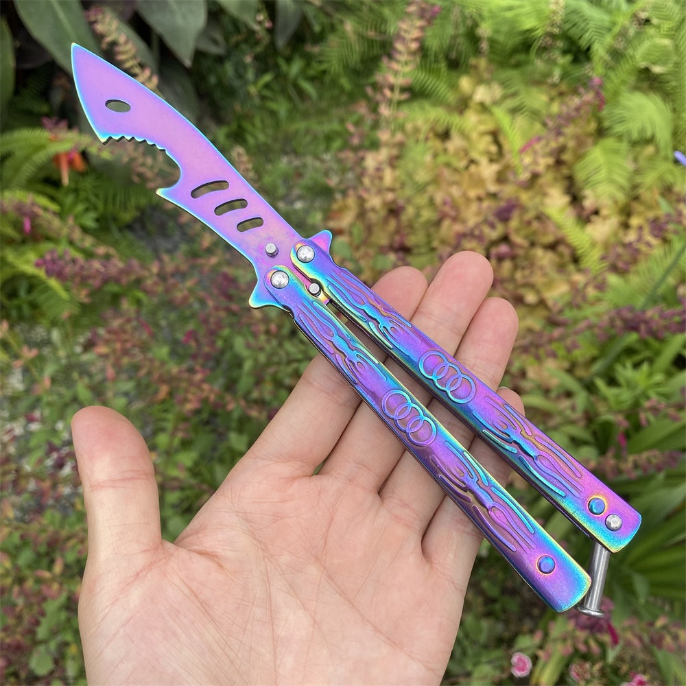 Stainless Steel Shark Head Balisong Trainer Bottle Opener Butterfly Knife Training