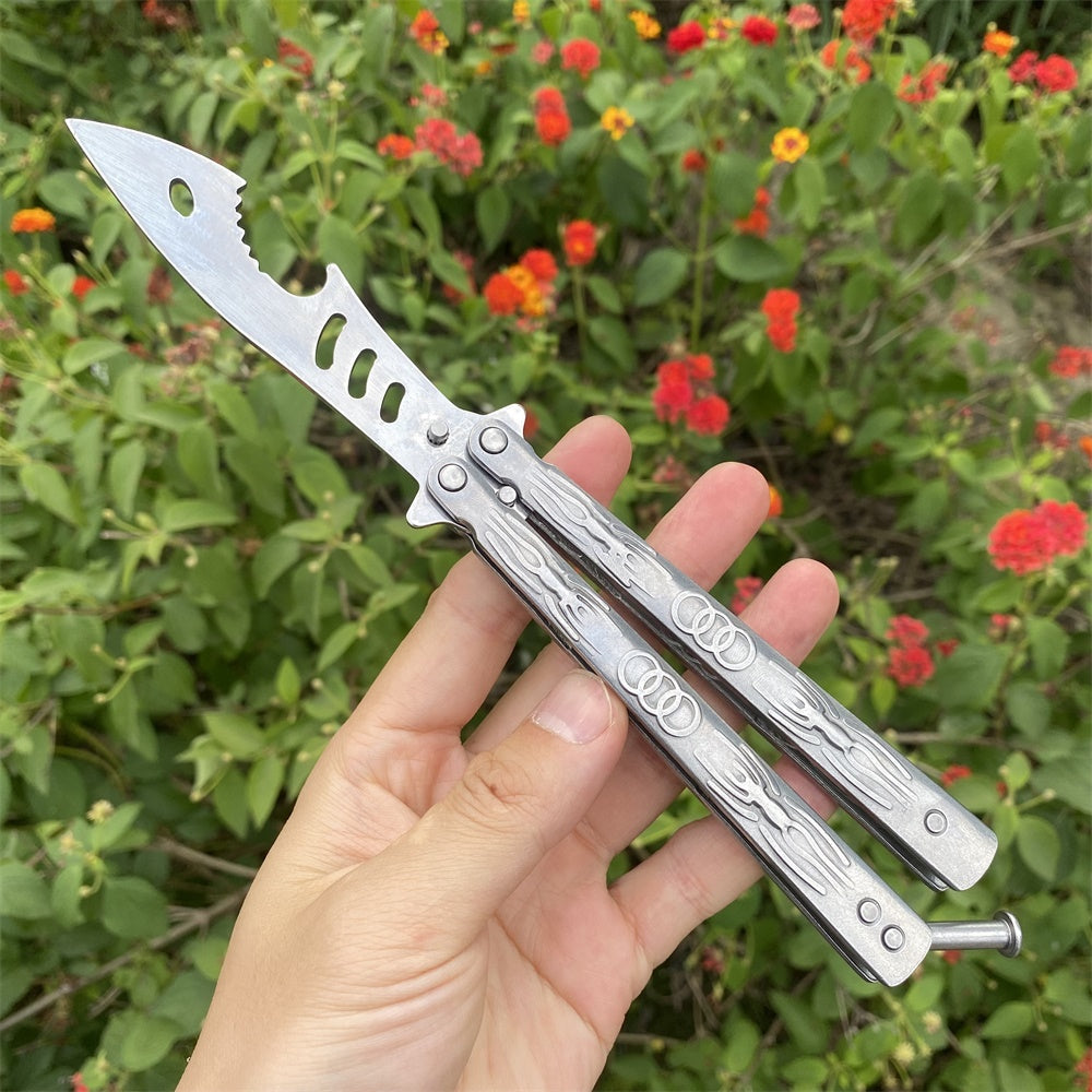 Stainless Steel Shark Head Balisong Trainer Bottle Opener Butterfly Knife Training