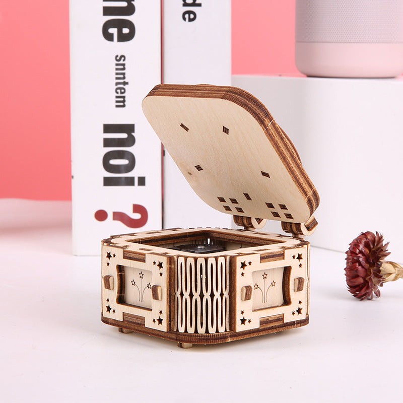 3D Wooden Puzzle Assembly Stars Music Box Model Kit