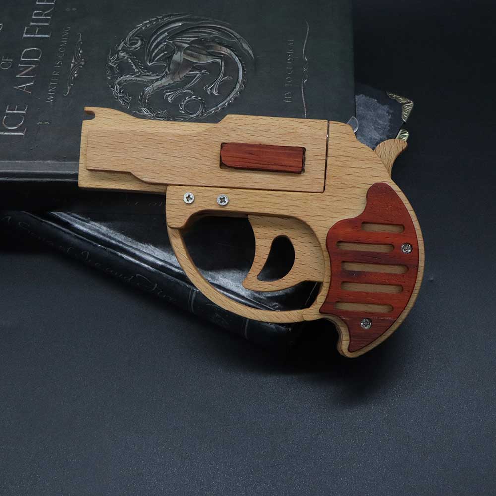 Solid Wood Mini Revolver Rubber Band Gun