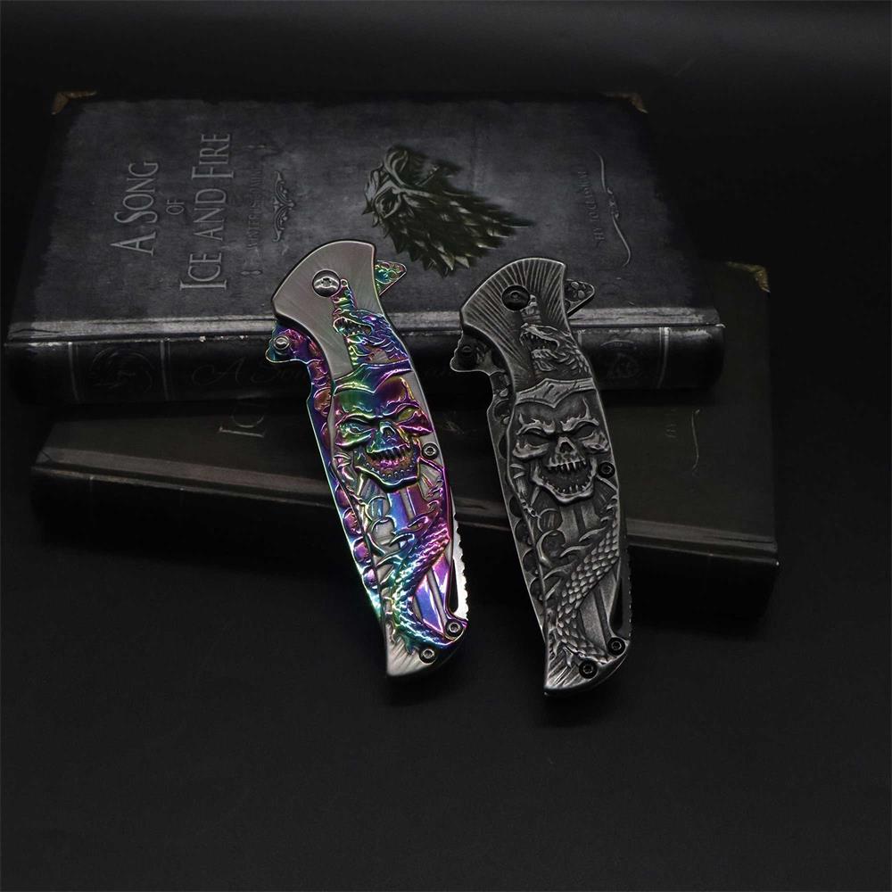 Snake Skull Relief Folding Knife
