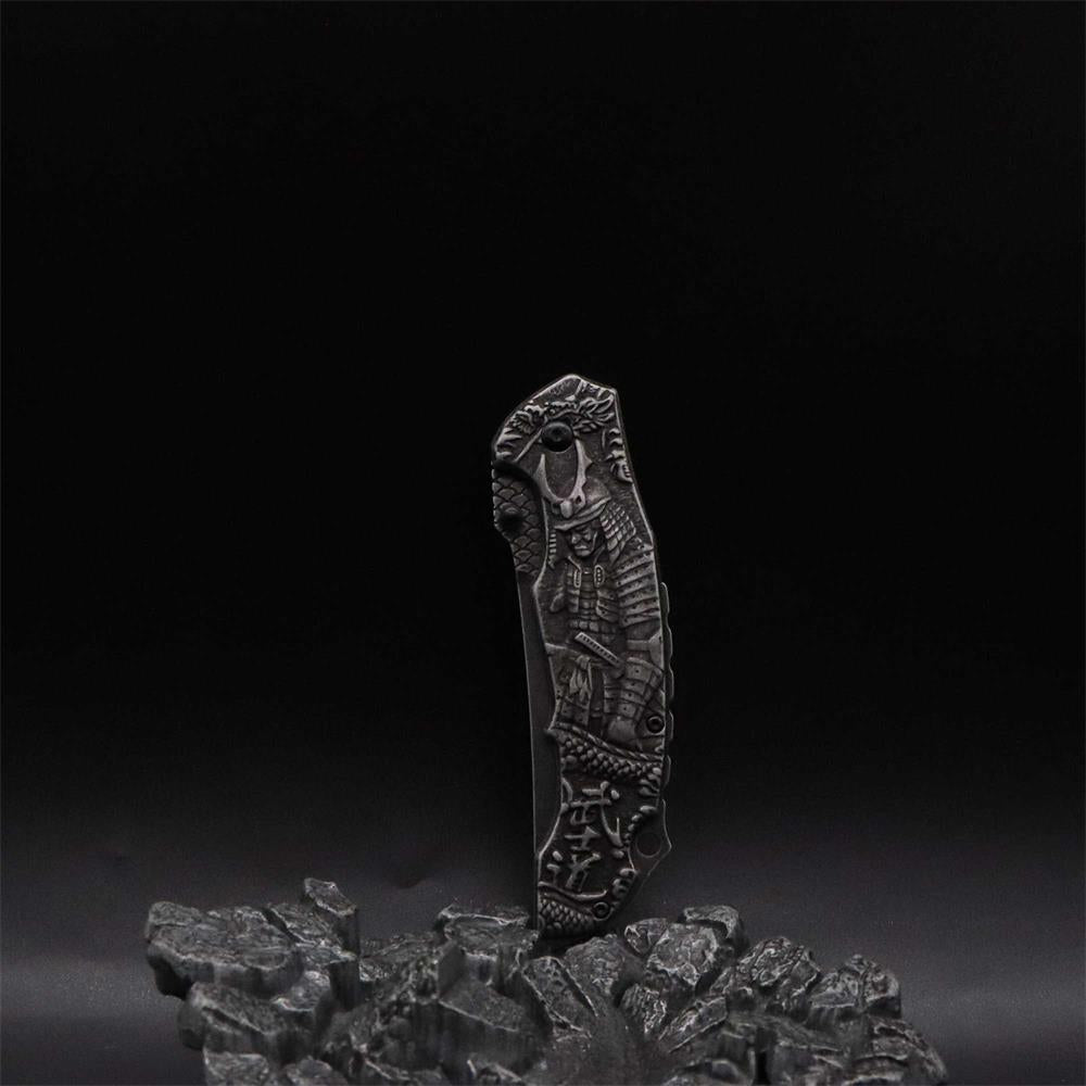 3D Samurai Sculpture Folding Knife