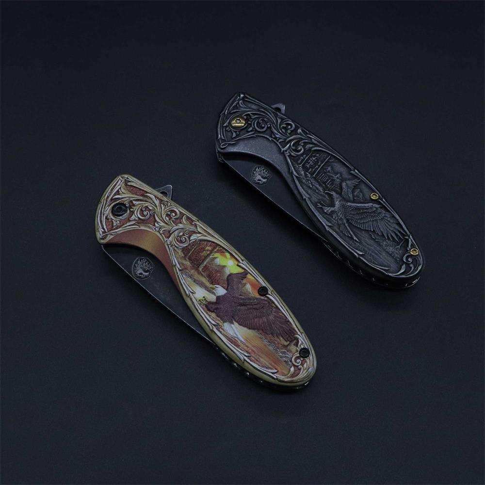 3D Sculpture Eagle Relief Folding Knife