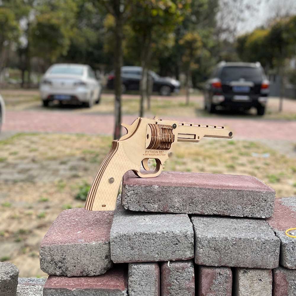 Assembled Revolver Wooden Rubber Band Gun Model Kit
