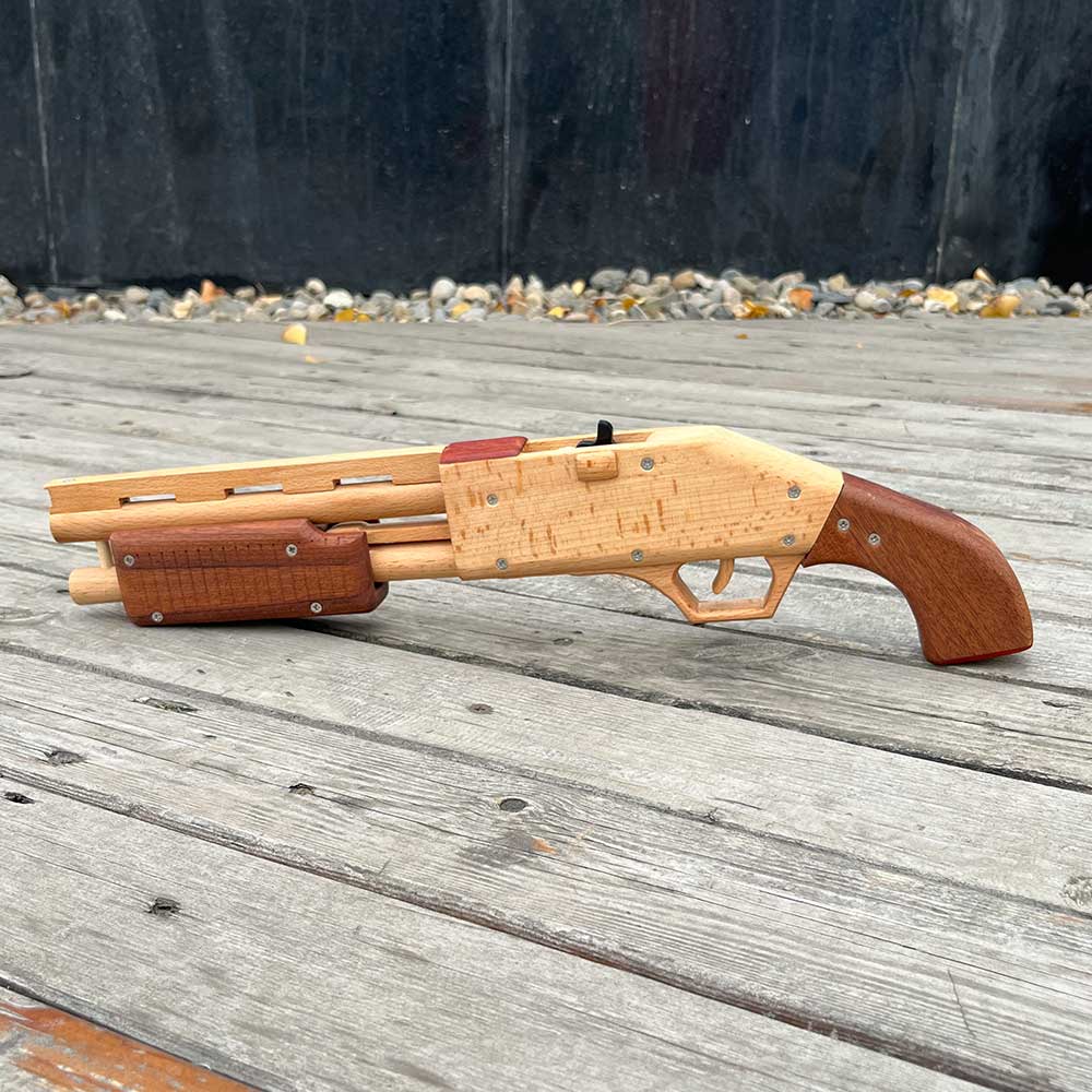 Assembled M37 Shotgun Rubber Band Wooden Replica Gun