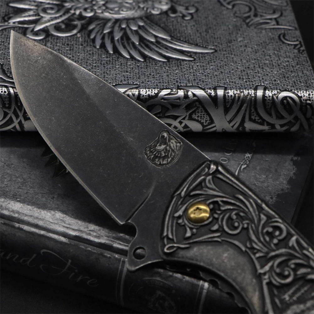 Brown Bear 3D Relief Folding Knife