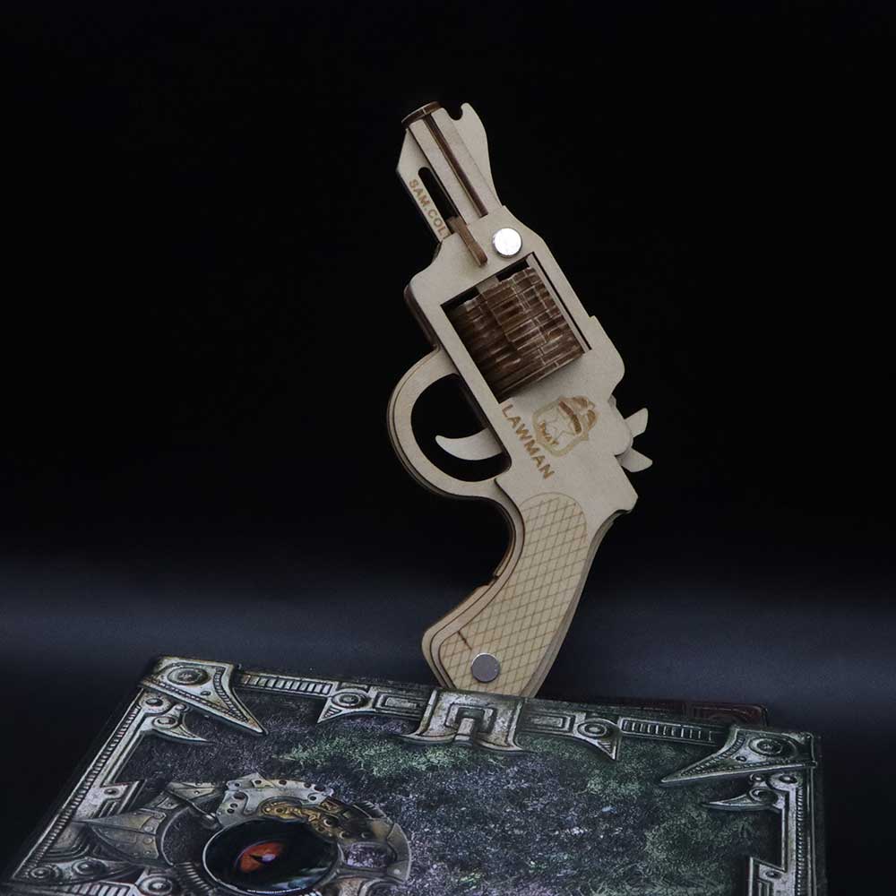 Assembled Colt Law Enforcement Officer Wooden Rubber Band Gun Model Kit