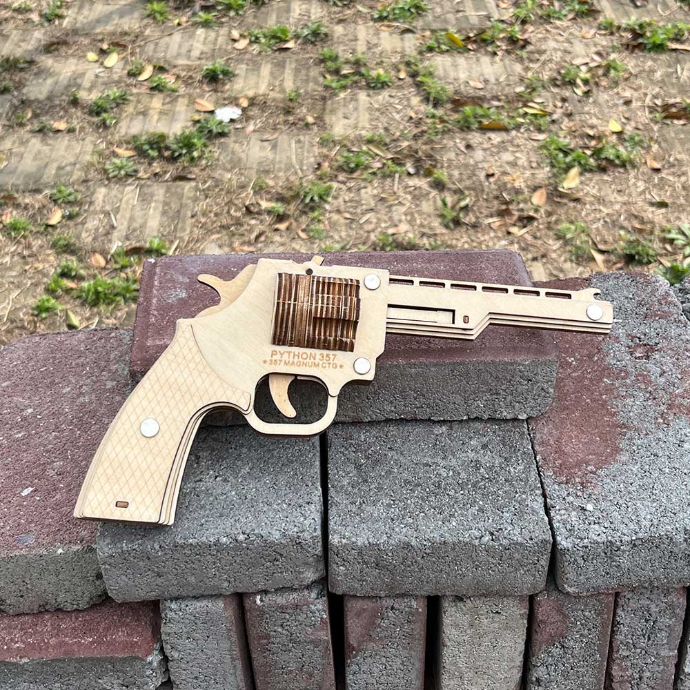 Assembled Revolver Wooden Rubber Band Gun Model Kit