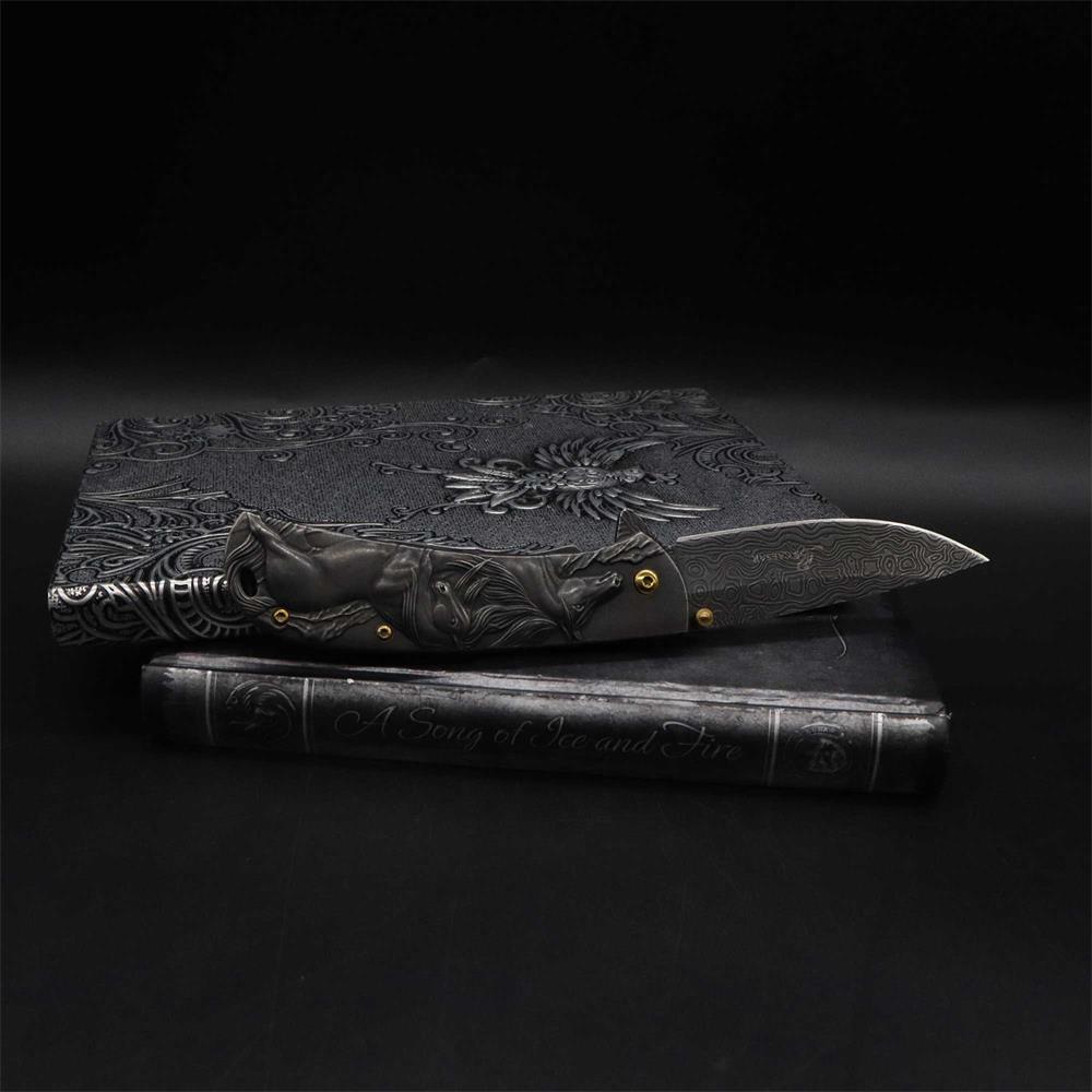 3D Horse Sculpture Folding Knife