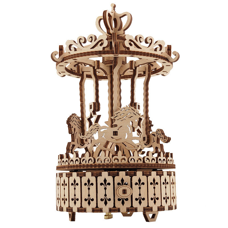 3D Wooden Assembled Merry-Go-Round Music Box Model Kit