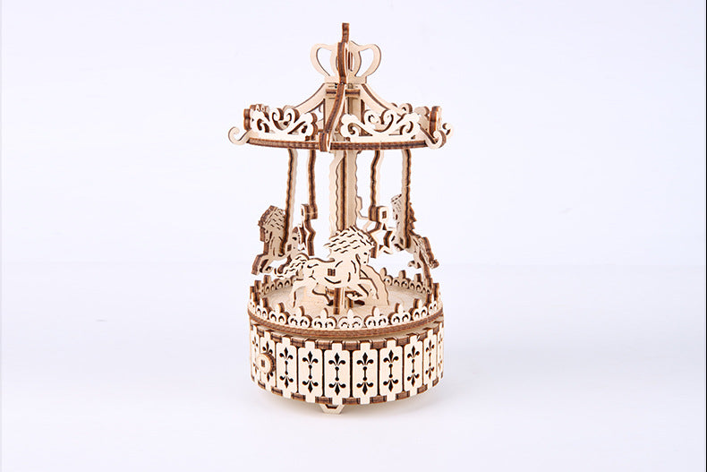 3D Wooden Assembled Merry-Go-Round Music Box Model Kit