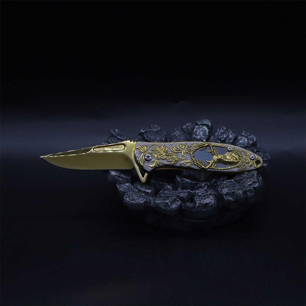 Fantastic Reindeer in the Mirror Folding Knife